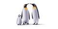 Family of Pinguins realistic 3d illustration. mum dad and baby animals, Arctic fauna wild animals isolated illustration