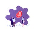 Family planning concept. Vector flat people illustration. Father and mother on appointment with female doctor. Embryo in uterus.