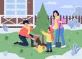 Family plant tree semi flat vector illustration