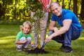 Family planting a tree