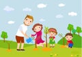 Family planting tree