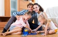 Family play at lotto game Royalty Free Stock Photo