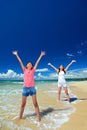 Family playing on the beach in Okinawa