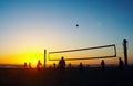 Family playing beach volleyball Royalty Free Stock Photo