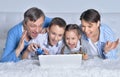 Family playing computer games Royalty Free Stock Photo