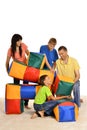 Family playing with cushions Royalty Free Stock Photo