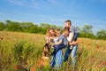 Family playing on the meadow Royalty Free Stock Photo