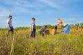 Family playing on the meadow Royalty Free Stock Photo