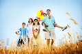 Family Playing Outdoors Children Field Concept Royalty Free Stock Photo