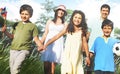 Family Playing Outdoors Children Field Concept Royalty Free Stock Photo