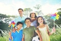 Family Playing Outdoors Children Field Concept