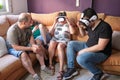 Family playing with reality virtual glasses Royalty Free Stock Photo