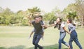 Family playing together having fun outdoors.concept of a h.appy family Royalty Free Stock Photo