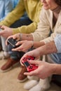 Family playing video game at home Royalty Free Stock Photo