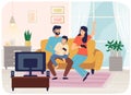 Family playing video games. Mom dad and son gaming with gamepad controller holding joystick in hands Royalty Free Stock Photo