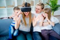 Family playing with virtual reality