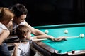 The family plays billiards