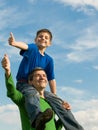 Family pointing thumbs up Royalty Free Stock Photo