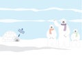 Family polar bear and igloo,Vector illustrations