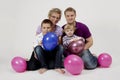 Family portrait with balloons Royalty Free Stock Photo