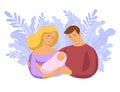 Family portrait, couple with a newborn