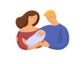 Family portrait, couple with a newborn