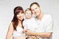 Family Portrait, Happy Smiling Mother Father Child ove White Royalty Free Stock Photo