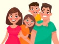 Family portrait. Mom dad daughter and son. Vector illustration i Royalty Free Stock Photo