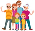 Family portrait of three generations parents children and grandchildren on white background Royalty Free Stock Photo