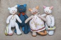 Family portrait of toy cats