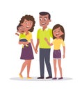 Family portrait vector illustration. Father, mother, a girl and a baby Royalty Free Stock Photo