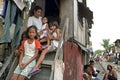Family Portrait of very poor Filipino family, Manila Royalty Free Stock Photo