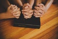 Family pray together praying with parent at home Royalty Free Stock Photo