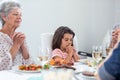 Family praying together before meal Royalty Free Stock Photo