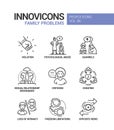 Family problems concept line design style icons set