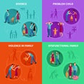 Family Problems Decorative Icons Set Royalty Free Stock Photo