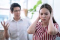 Unhappy Asian Couples, Both of them quarrel violently.