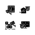 Family and property protection black glyph icons set on white space