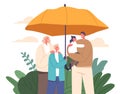 Family Protection Concept Portrays A United Family Huddled Under An Umbrella, Representing Insurance, Love Royalty Free Stock Photo