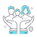 Family protection related color line vector icon, illustration