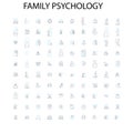 family psychology icons, signs, outline symbols, concept linear illustration line collection Royalty Free Stock Photo