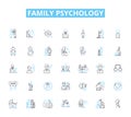 Family psychology linear icons set. Attachment, Communication, Conflict, Cohesion, Development, Dynamics, Emotion line Royalty Free Stock Photo