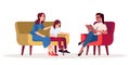 Family psychotherapy session semi flat RGB color vector illustration. Mother and daughter relationship. Talk therapy