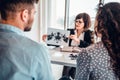 Family at psychotherapy session. View from behind patients Royalty Free Stock Photo