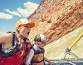 Family on a rafting trip down the Colorado River Royalty Free Stock Photo