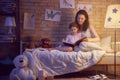 Family reading bedtime. Royalty Free Stock Photo