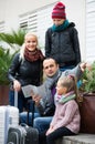 Family reading city map