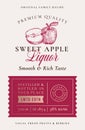 Family Recipe Apple Liquor Acohol Label. Abstract Vector Packaging Design Layout. Modern Typography Banner with Hand