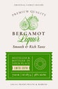 Family Recipe Bergamot Liquor Alcohol Label. Abstract Vector Packaging Design Layout. Modern Typography Banner with Hand