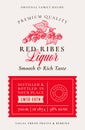 Family Recipe Red Ribes or Currant Liquor Acohol Label. Abstract Vector Packaging Design Layout. Modern Typography